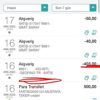 Geofind Adlı Uygulama İzinsiz Kartımdan Para Çekmiştir!