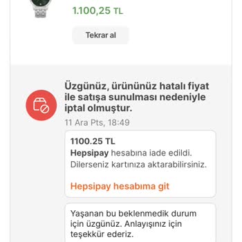 Saat & Saat Ürünlerin İptal Edilmesi