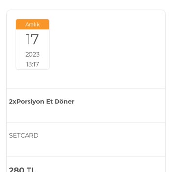 Köfteci Yusuf'un Setcard Özellikle Geç Sipariş Getiriyor