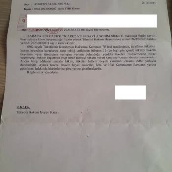 Karaca Züccaciye Gerçekleşmeyen Ücret İadesi