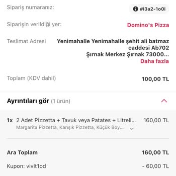 Domino's Pizza Patates Kızartması Azlığı