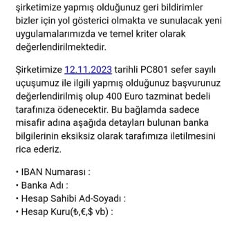 Pegasus Ücret Talebi Mağduriyet