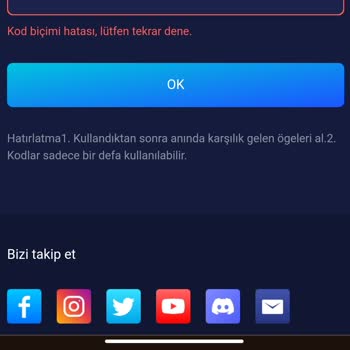 Midasbuy Kod Biçim Hata