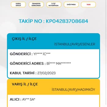 PTT Kargo Elde Kalmış Gönderi
