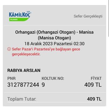 Kamil Koç Terminalden Alınmamak Ve Para İadesinin Yapılmaması