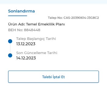 Anadolu Hayat Emeklilik İptal Talebim Uygulama Hatasında Kayboldu