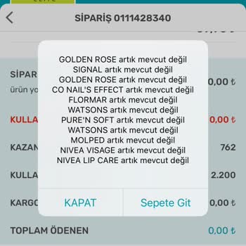 Watsons İptal Edilen Sipariş