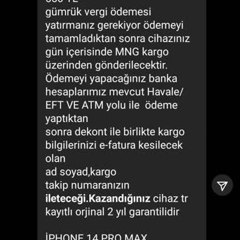 HTN Prefabrik (htnprefabriik_) Htn Prefabrik İphone Çekilişi İçin Para Talep Ediyor