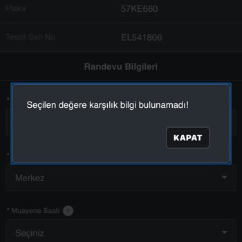 Tüvtürk Muayene Alamıyorum Hata Veriyor