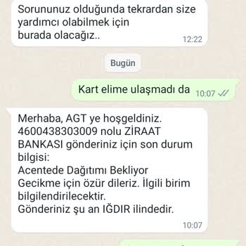 AGT Kurye (aynigunteslim.com) AGT Kart Teslimini Yapmaması