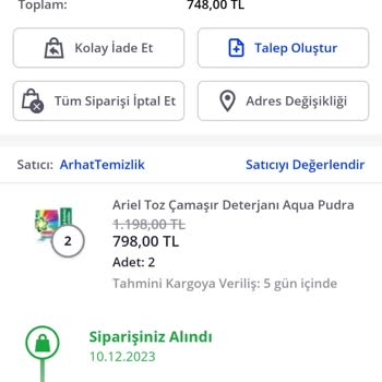 Pazarama Para İadesi Açıklama Yok