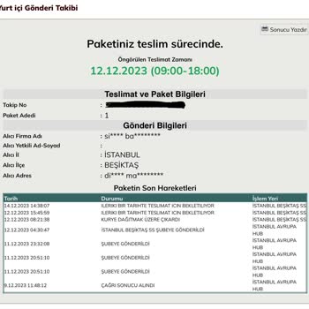 UPS İleri Ki Tarihe Bekletilen Kargo