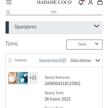 Madame Coco Sipariş İptal Talebim Onaylanmadı