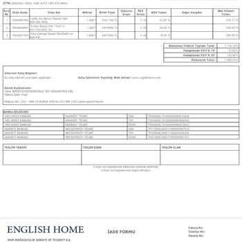 English Home Şikayet Yanlış Kargo