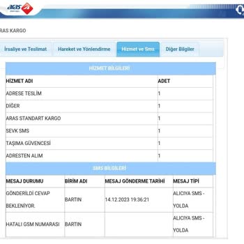 Aras Kargo Bartın Şubesi Eve Teslim Yapmama