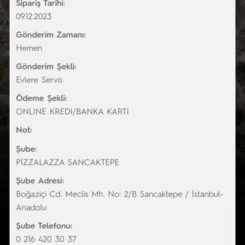 PizzaLazza Ücret İadesi Yapılmadı