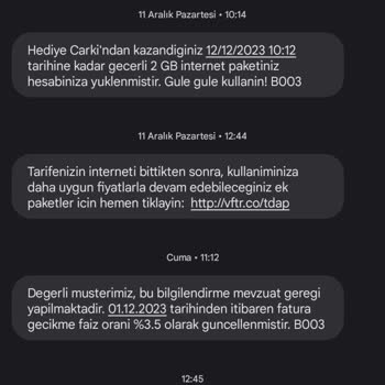 Vodafone Yanımda Paket Aşımı