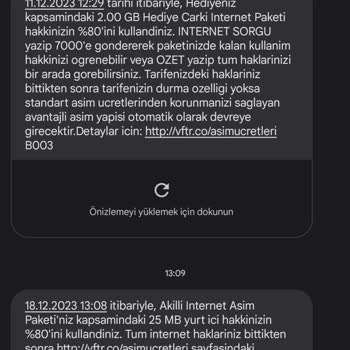 Vodafone Yanımda Paket Aşımı