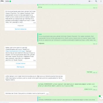 Zara'nın Henüz Teslim Almadığım Siparişi İptal Etmemesi