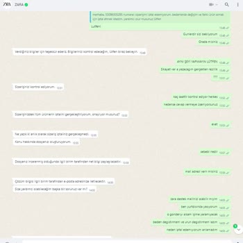 Zara'nın Henüz Teslim Almadığım Siparişi İptal Etmemesi