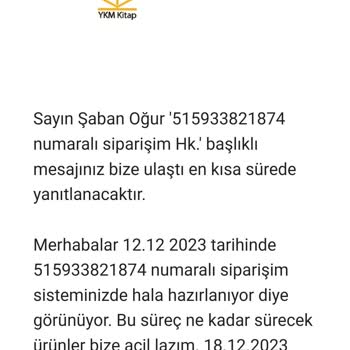 YKM Kitap Siparişi Kargoya Vermiyor. Sipariş İptal Edilemiyor