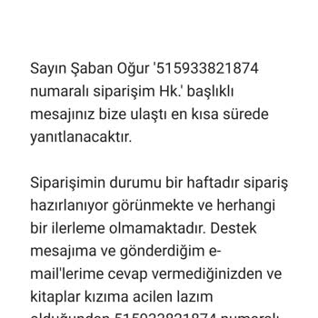 YKM Kitap Siparişi Kargoya Vermiyor. Sipariş İptal Edilemiyor