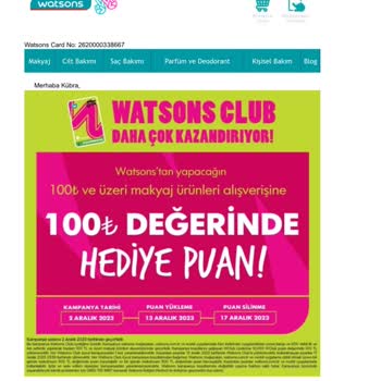 Watsons 100 TL Puan Yükleme Sıkıntısı