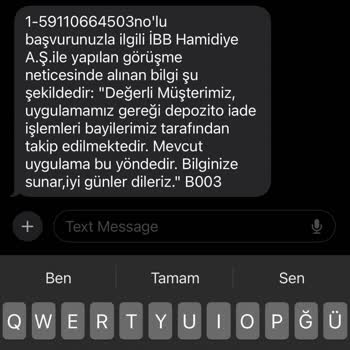 Hamidiye Su Hamidiye Depozito İadesi Yapmıyor