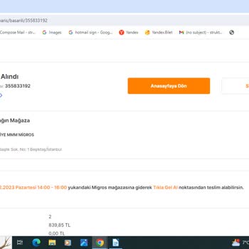 Migros Sanal Marketin İptal Ettiği Siparişim