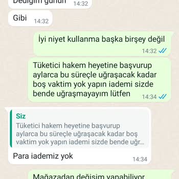İhya Giyim Paramı İade Etmiyor