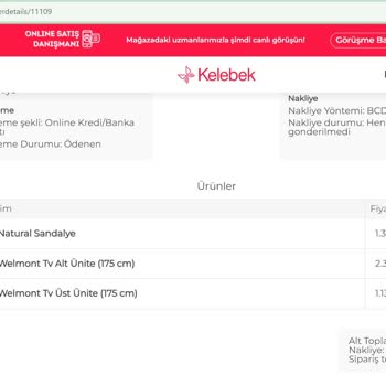 Kelebek Mobilya Gerekçe Gösterilmeden Ve Bildirim Yapılmadan Siparişim İptal Edildi
