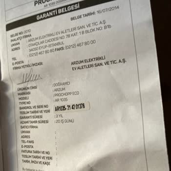 Arzum Doğrayıcı Arızalandı Garanti Kapsamında Tamiri Rica Ediyorum