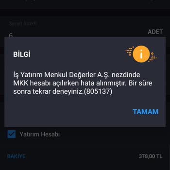 İş Yatırım Menkul Değerler Aş Hesap Açılım Hatası