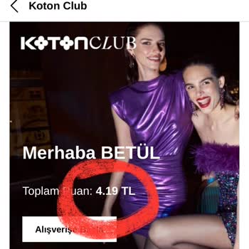 Koton Biriken Puan Yazımı Hatası