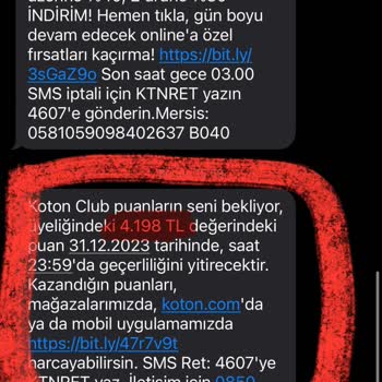 Koton Biriken Puan Yazımı Hatası