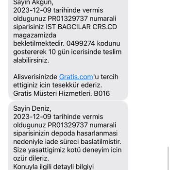 Gratis İndirimden Aldığım Ürünlerim Teslim Edilmiyor