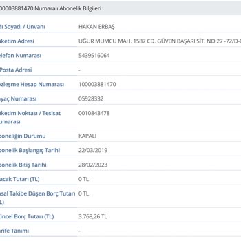 Başkent Doğalgaz Kapalı Durumda Olan Hesaba Haksız Fatura Kesilmesi