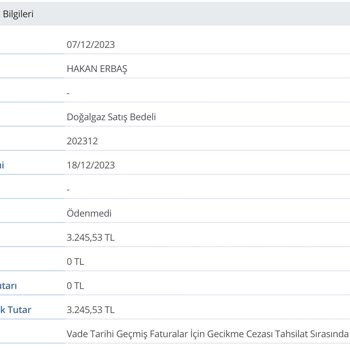 Başkent Doğalgaz Kapalı Durumda Olan Hesaba Haksız Fatura Kesilmesi