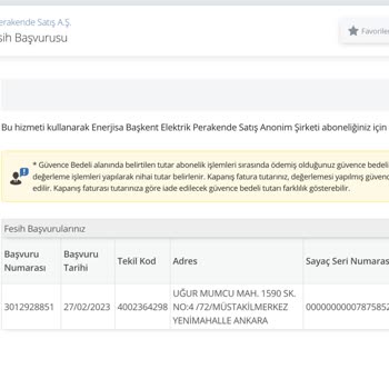 Başkent Doğalgaz Kapalı Durumda Olan Hesaba Haksız Fatura Kesilmesi