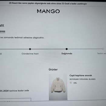 Mango Zamdan Dolayı Değişim Yerine Bilgim Dışında İade Yaptı