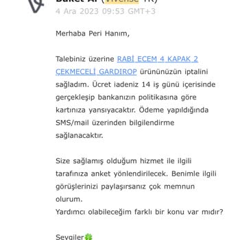 Vivense Ücret İadesi Gerçekleşmeyen Online Alışveriş Şikayeti