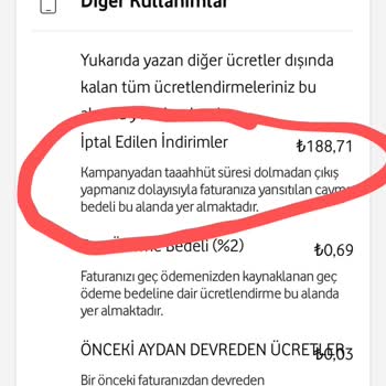 Vodafone Yeni Tarife Geçişinden Dolayı Erken Cayma Bedeli Cezası