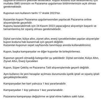 Pazarama Kupon Vaadinde Bulunup Kod Vermemek
