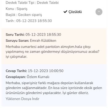 Çetinkayanın Göndermediği Ürün
