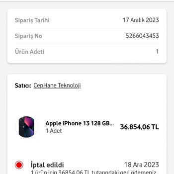 Vodafone Her Şey Yanımda Keyfice İptal Edilen Sipariş
