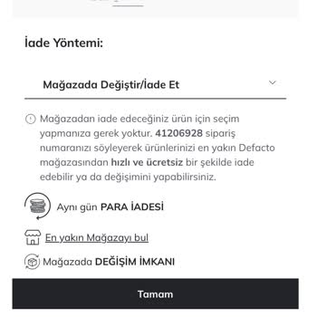 DeFacto 30 Gün İade