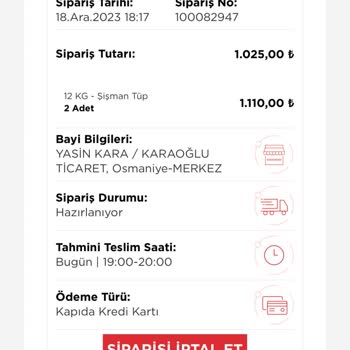 İpragaz Uygulama Üzerinden Verilen Siparişte Yaşanan Teslimat Sorunu