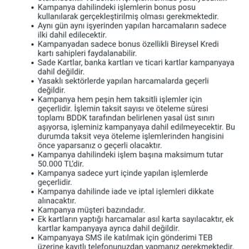 TEB Yalan Bilgi-Kampanya Verilmesi