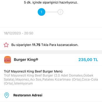 Tıkla Gelsin Parayı Alıp Siparişi İptal Etmedi