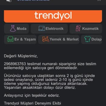 Trendyol Eksik Ürün Gönderdi Ve Para İadesi Yapmadılar